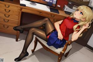 A woman in lingerie sitting on a bed.