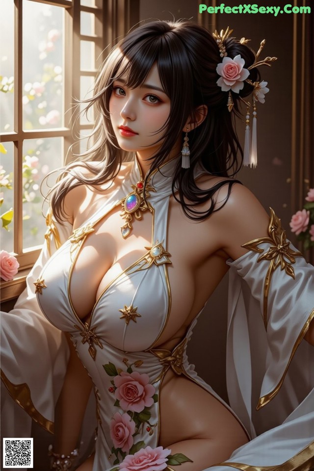 Hentai - The Frozen Elegance That Melts Starlight Set.2 20250106 Part 10 No.6b7ee8 A woman in a white dress sitting by a window.