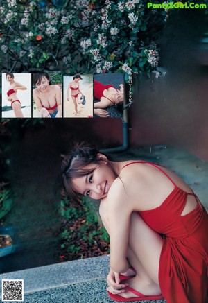 A woman in a white bra laying on a bed.