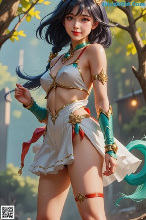 A woman in a bikini with a crown on her head.